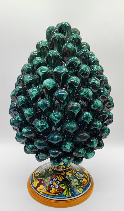 Emerald Green Sicilian Ceramic Pine Cone 31 cm – Italian Pigna