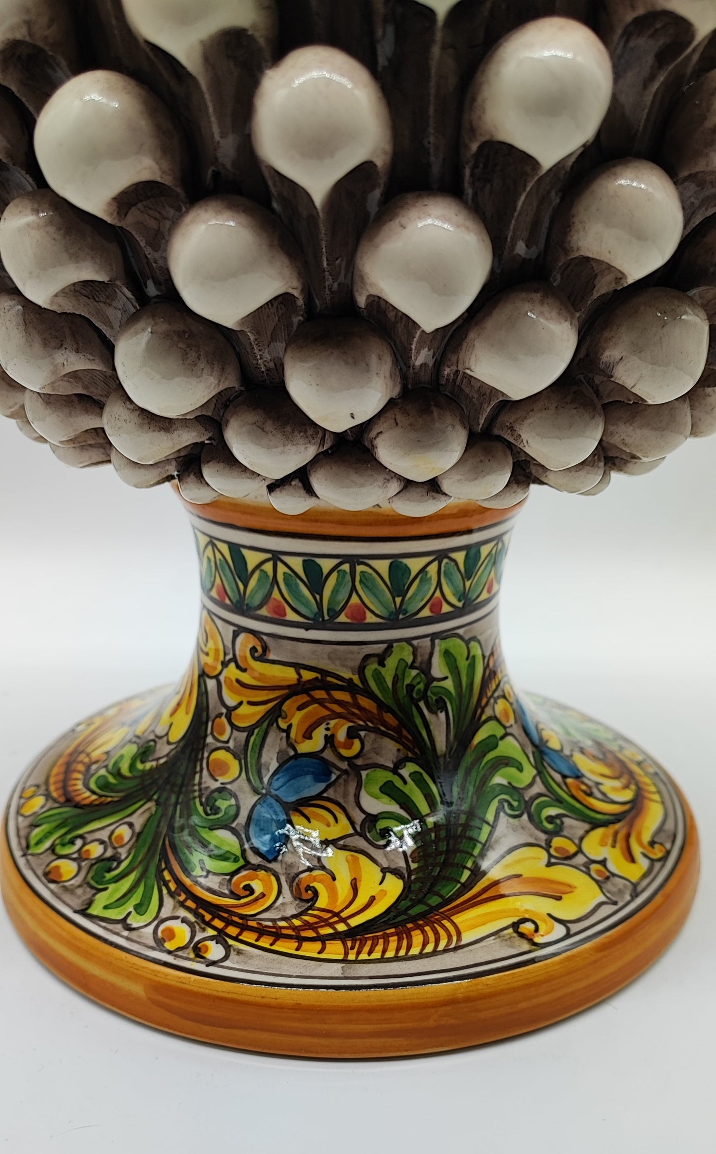 Large Sicilian Ceramic Pine Cone 42 cm – Hand-Painted Italian Pigna