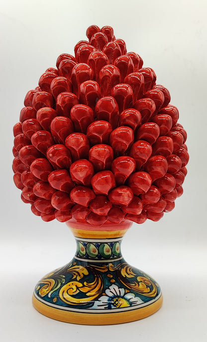 Handmade Sicilian Ceramic Pine Cone 28 cm – Yellow or Red Caltagirone Pigna