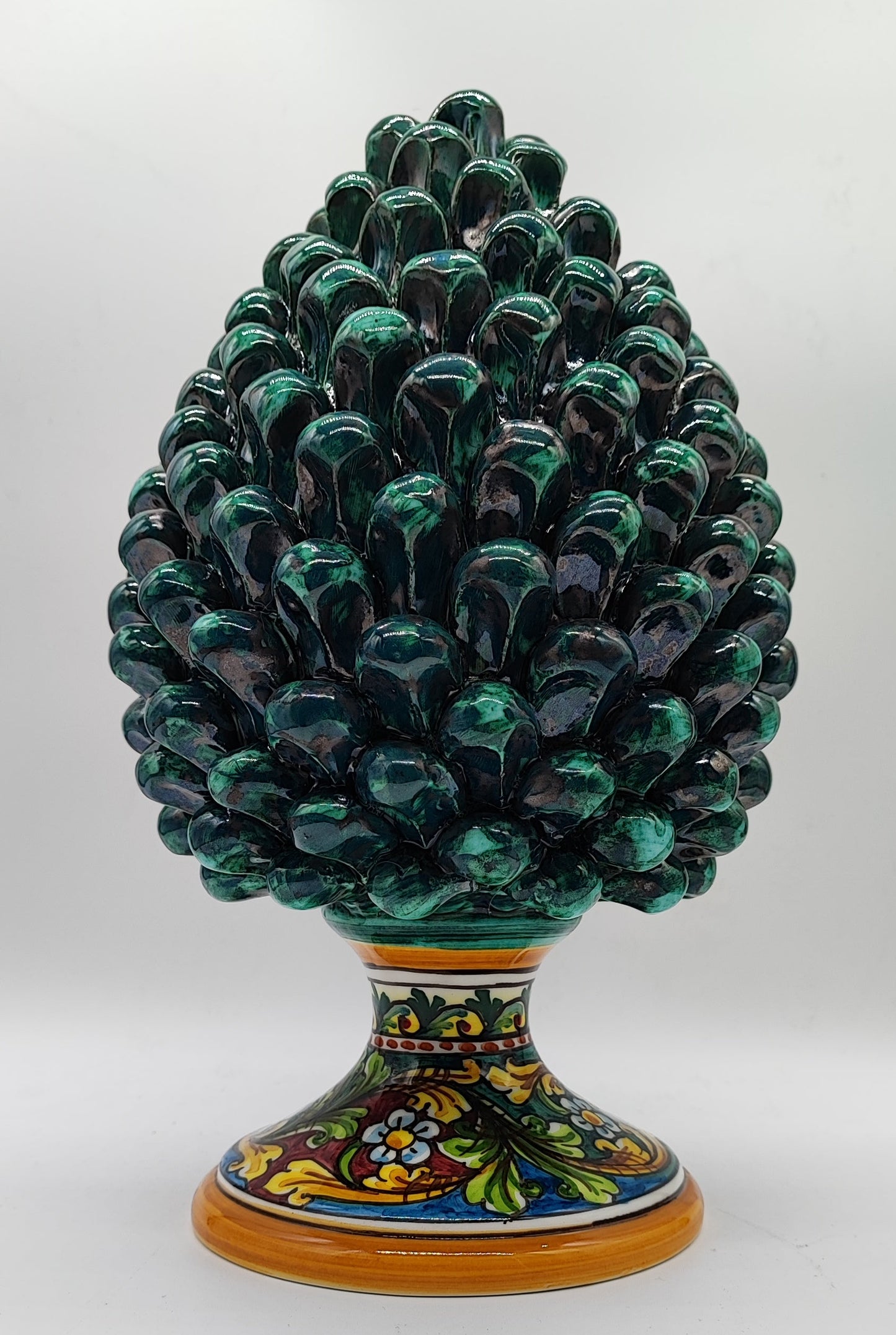 Emerald Green Sicilian Ceramic Pine Cone 31 cm – Italian Pigna