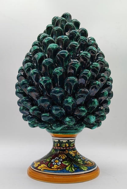 Emerald Green Sicilian Ceramic Pine Cone 31 cm – Italian Pigna