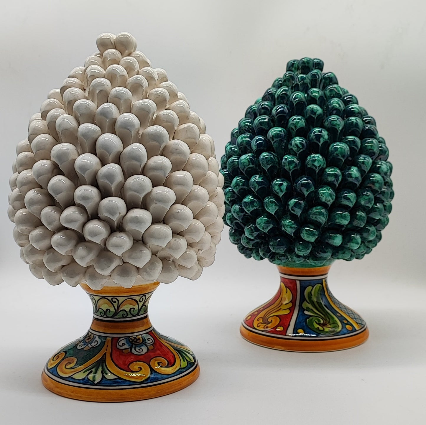 Handmade Green Sicilian Ceramic Pine Cone 27 cm – Caltagirone Pigna