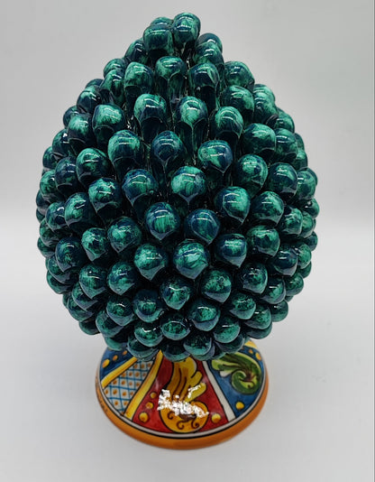 Handmade Green Sicilian Ceramic Pine Cone 27 cm – Caltagirone Pigna