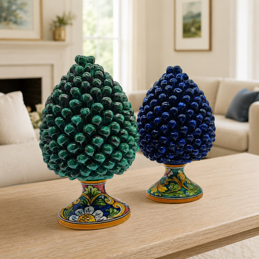 Handmade Sicilian Ceramic Pine Cone 27 cm – Caltagirone Pigna Decor