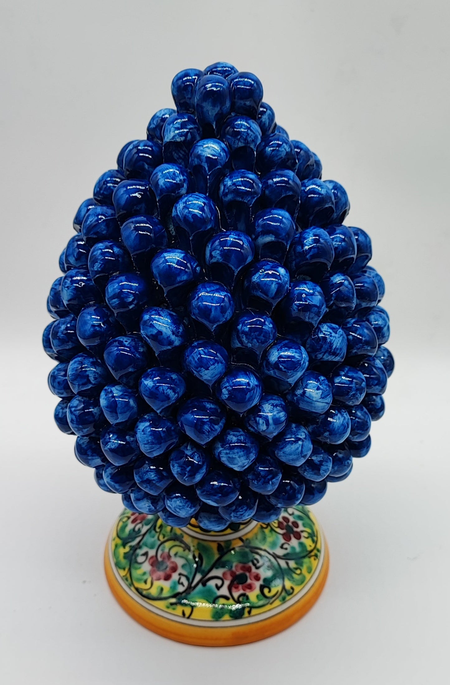 Handmade Sicilian Ceramic Pine Cone 26 cm – Yellow or Cobalt Blue Pigna Decor