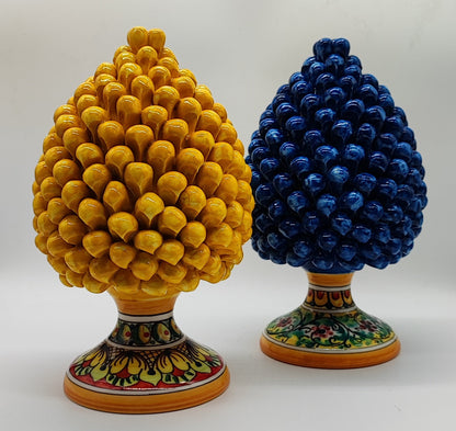 Handmade Sicilian Ceramic Pine Cone 26 cm – Yellow or Cobalt Blue Pigna Decor