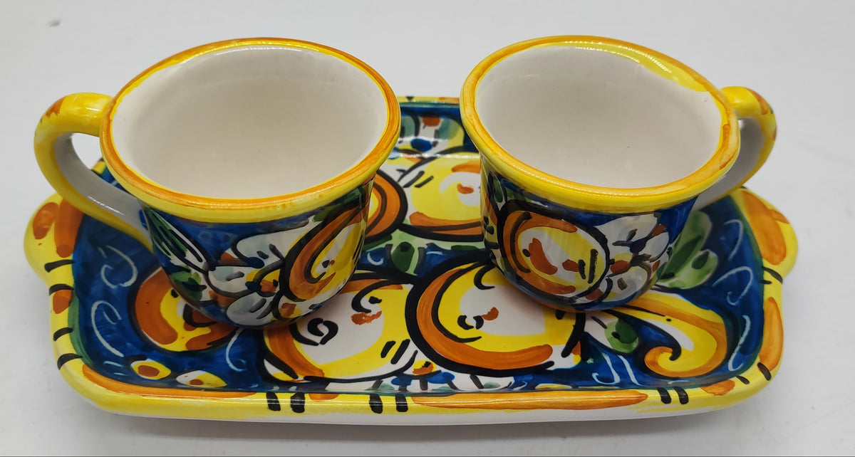 Hand painted Sicilian espresso cup with colorful traditional Mediterranean decoration