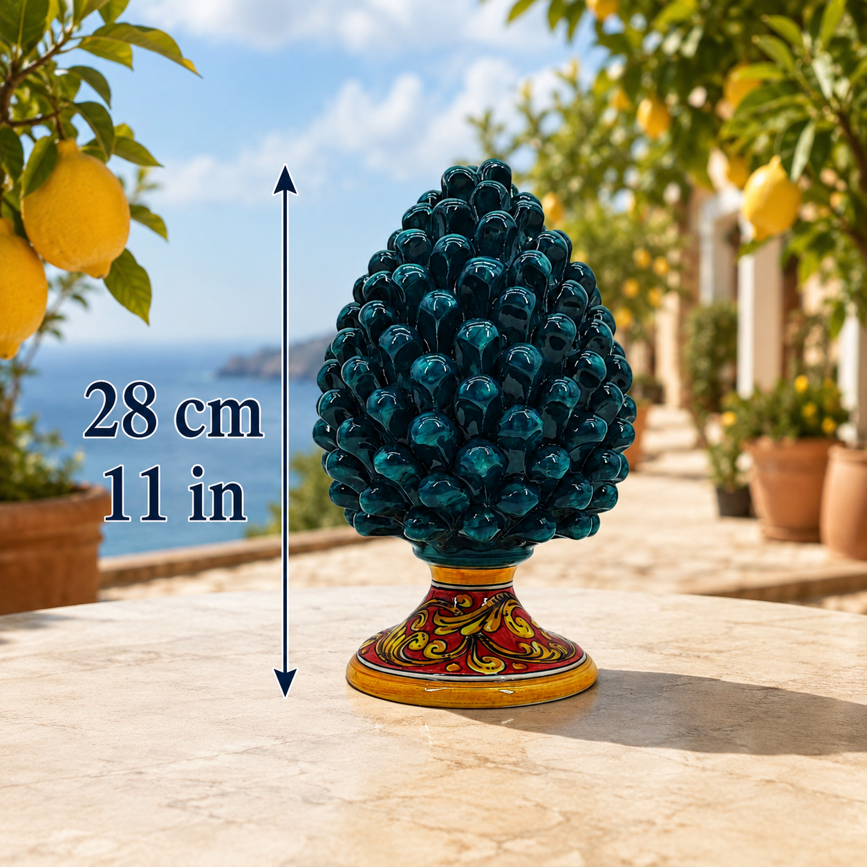 Large Handmade Sicilian Ceramic Pine Cone – Italian Pigna Home Decor
