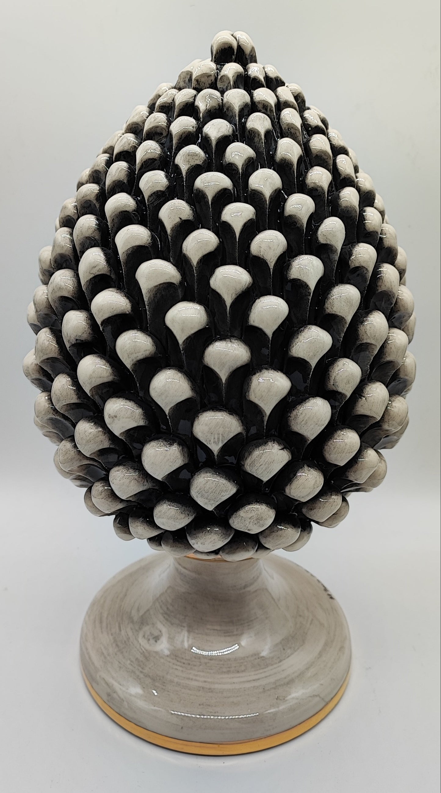Sicilian Ceramic Pine Cone 35 cm with 24K Gold – Handmade Italian Pigna