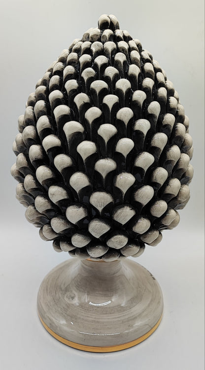 Sicilian Ceramic Pine Cone 35 cm with 24K Gold – Handmade Italian Pigna