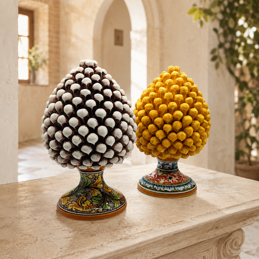 Handmade Sicilian Ceramic Pine Cone 27 cm – Caltagirone Pigna Home Decor