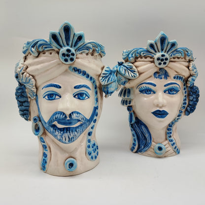 Handcrafted Ceramica di Caltagirone Sicilian Moorish Heads