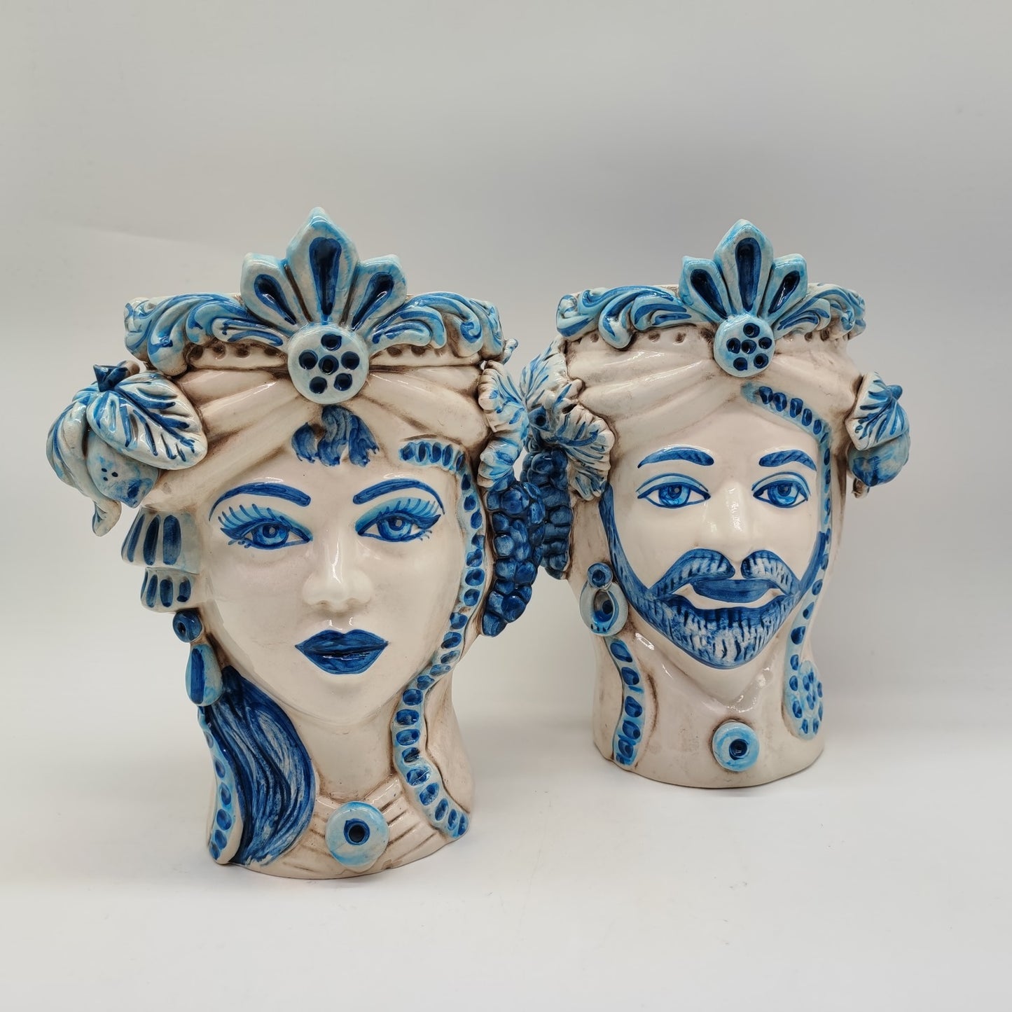 Handcrafted Ceramica di Caltagirone Sicilian Moorish Heads