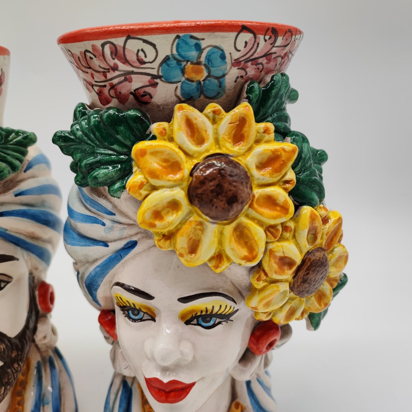 Handcrafted Ceramica di Caltagirone Sicilian Moorish Heads