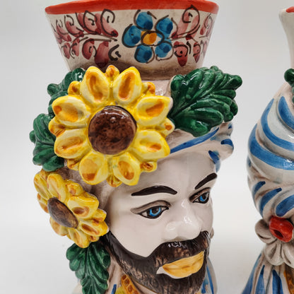 Handcrafted Ceramica di Caltagirone Sicilian Moorish Heads