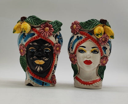 Handcrafted Ceramica di Caltagirone Sicilian Moorish Heads