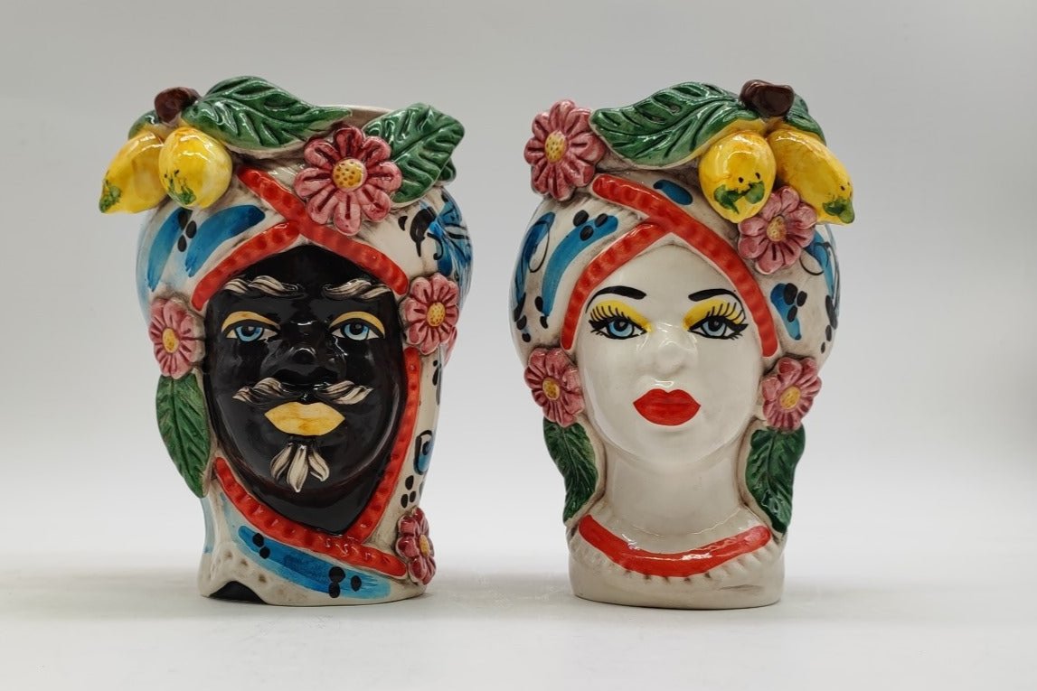 Handcrafted Ceramica di Caltagirone Sicilian Moorish Heads