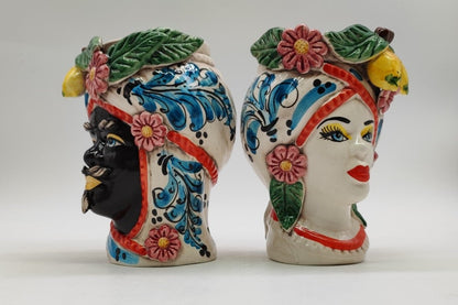 Handcrafted Ceramica di Caltagirone Sicilian Moorish Heads