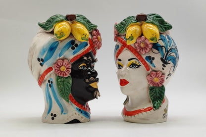 Handcrafted Ceramica di Caltagirone Sicilian Moorish Heads