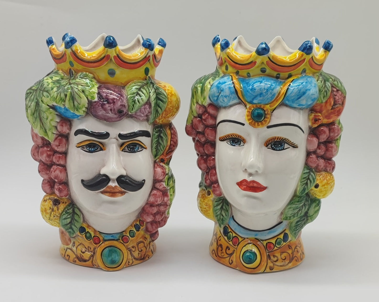 Handcrafted Ceramica di Caltagirone Sicilian Moorish Heads