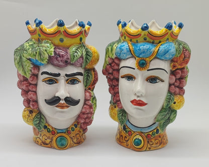 Handcrafted Ceramica di Caltagirone Sicilian Moorish Heads