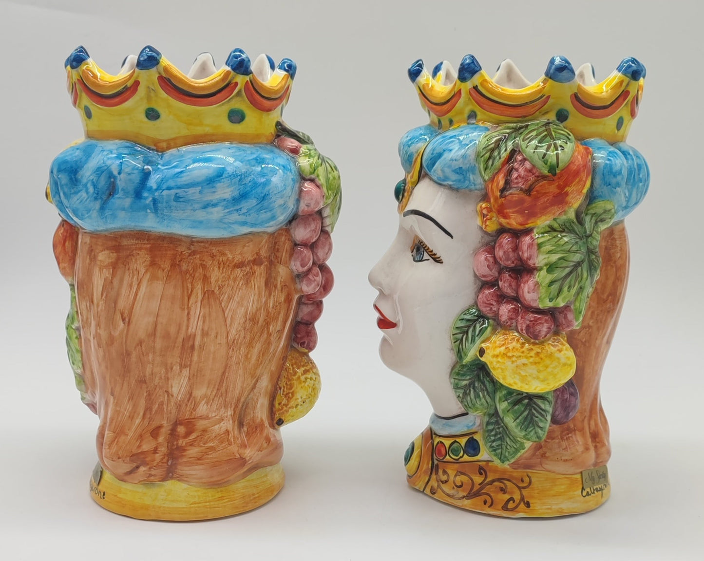 Handcrafted Ceramica di Caltagirone Sicilian Moorish Heads