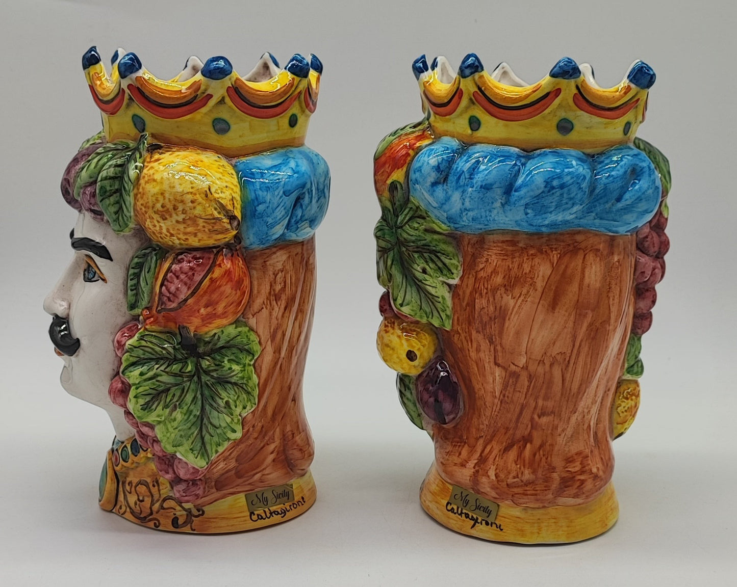 Handcrafted Ceramica di Caltagirone Sicilian Moorish Heads