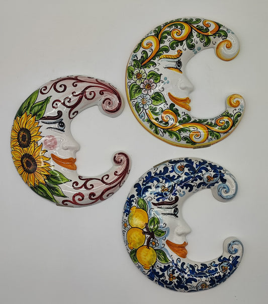 Handcrafted Ceramica di Caltagirone Moon Sculpture