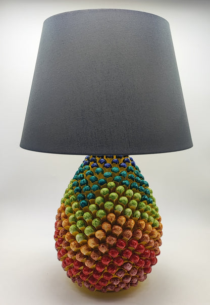 Sicilian Pine Ceramic Lamp of Caltagirone 55cm