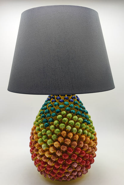 Sicilian Pine Ceramic Lamp of Caltagirone 55cm