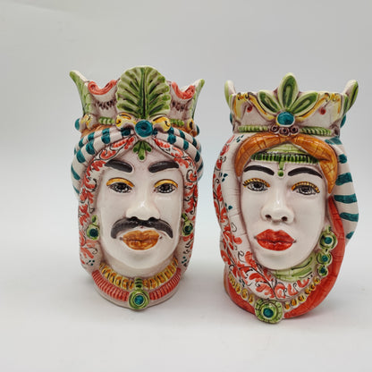 Handmade Ceramica di Caltagirone Sicilian (Africane Model) Moorish Heads