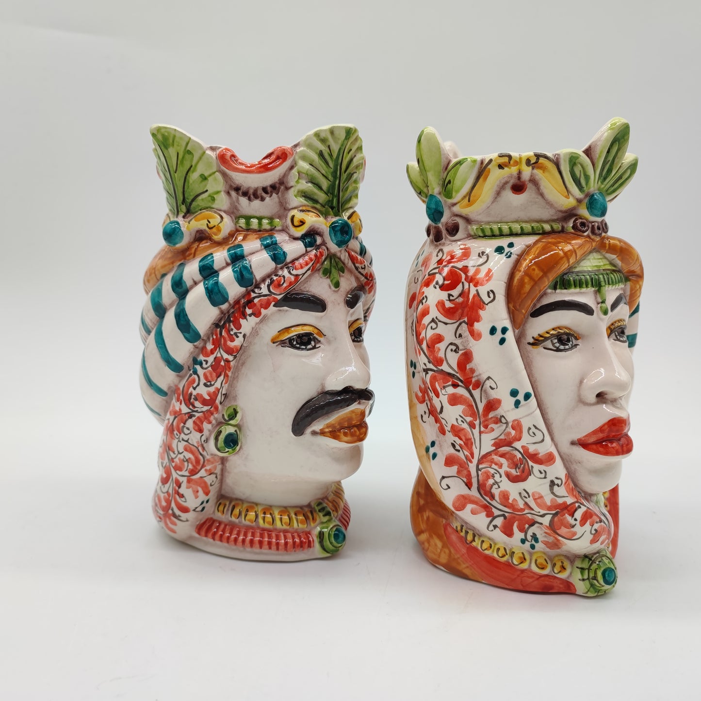 Handmade Ceramica di Caltagirone Sicilian (Africane Model) Moorish Heads