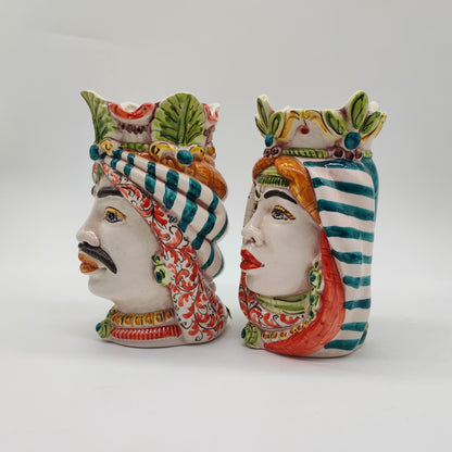 Handmade Ceramica di Caltagirone Sicilian (Africane Model) Moorish Heads