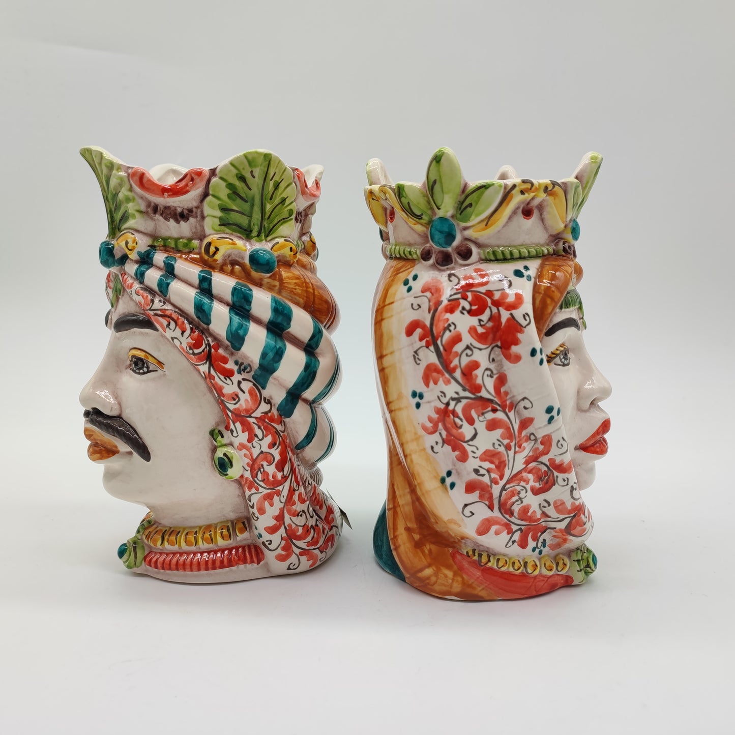 Handmade Ceramica di Caltagirone Sicilian (Africane Model) Moorish Heads