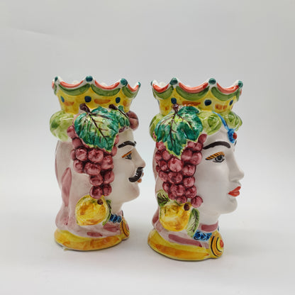 Handcrafted Sicilian Ceramica di Caltagirone Moorish Heads