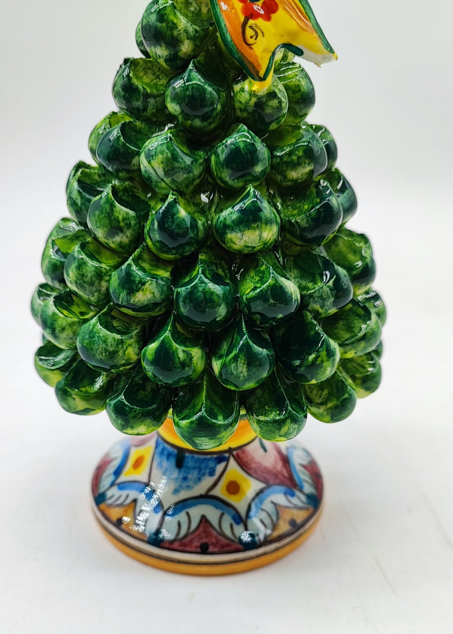 Sicilian ceramic Xmas pine cone, hand made 17cm