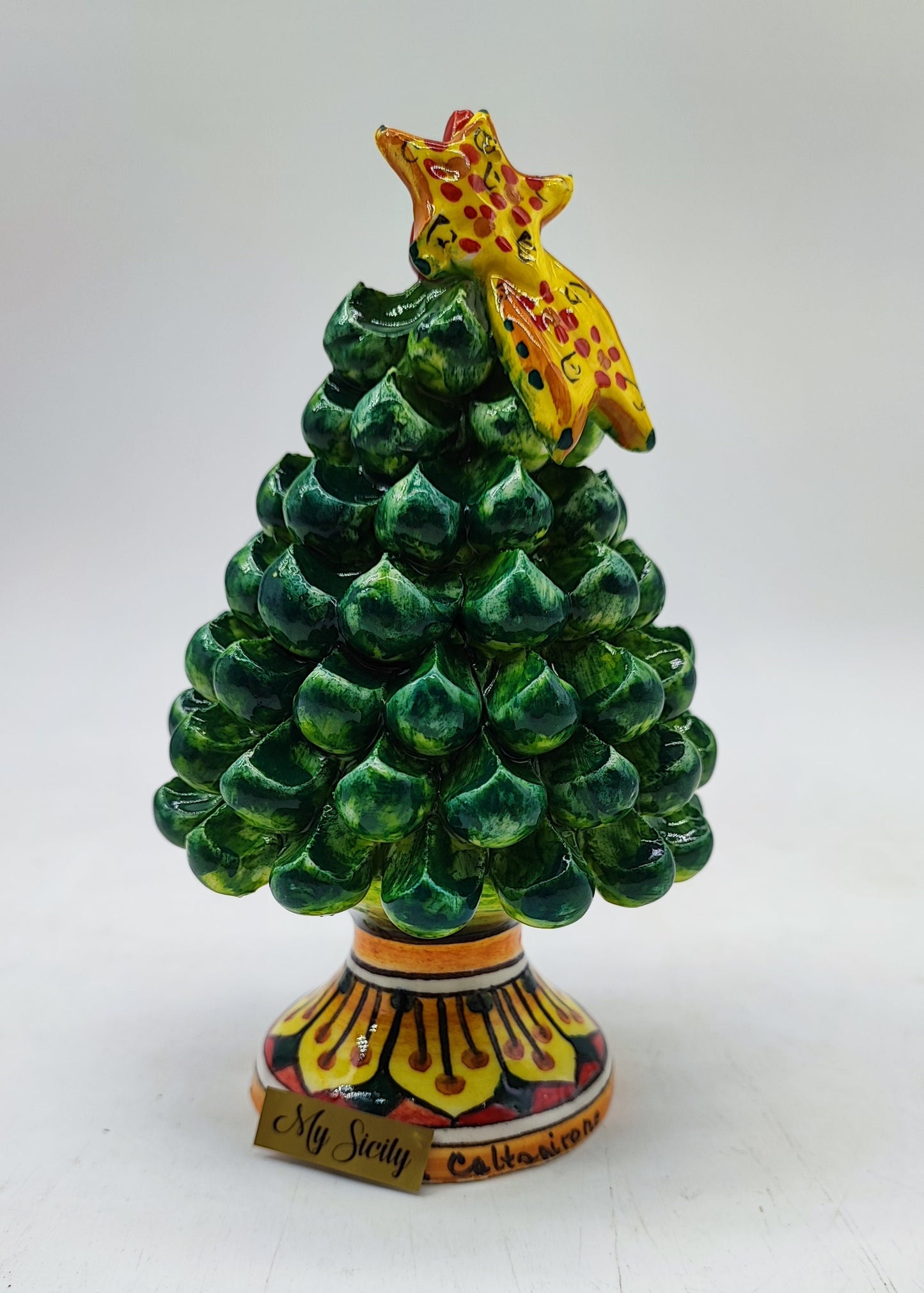 Sicilian ceramic Xmas pine cone, hand made 17cm