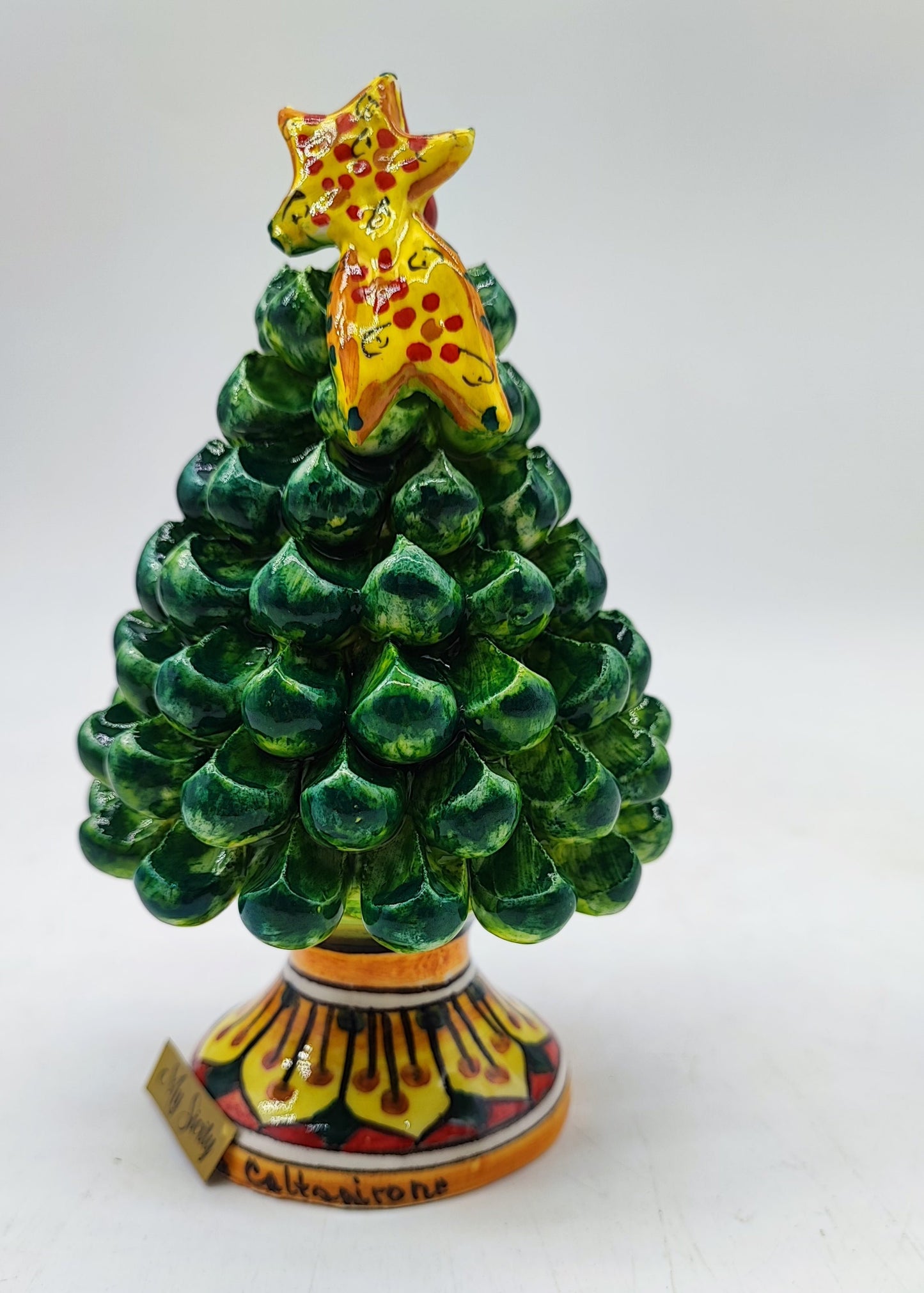 Sicilian ceramic Xmas pine cone, hand made 17cm