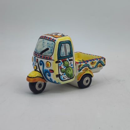 Handcrafted 13x9cm Caltagirone Piaggio Ape Ceramic Favor