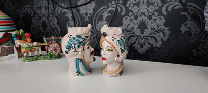 Handmade Sicilian Ceramica di Caltagirone Moorish Heads in Africane Style