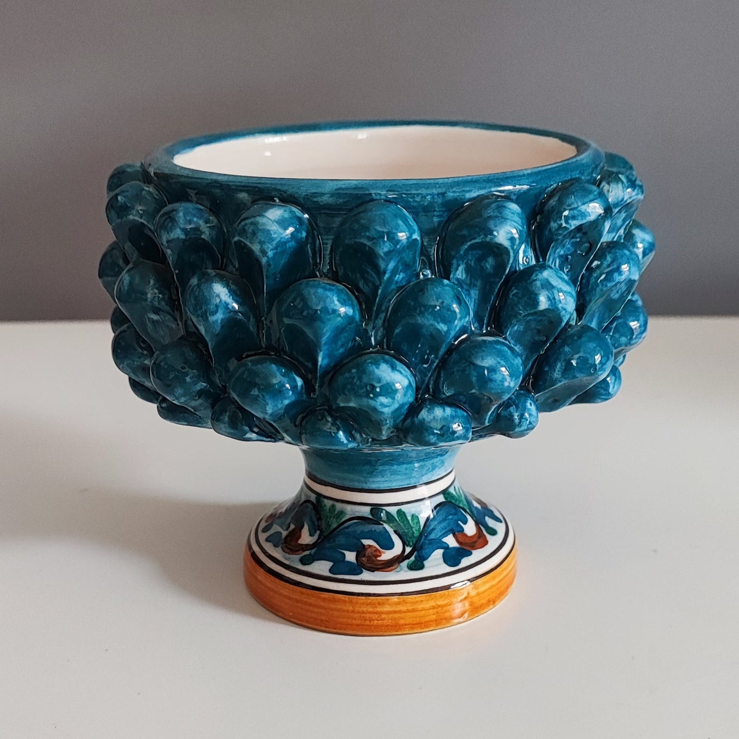 Handcrafted Half Pine Cone Vase Ø Approx. 12cm Caltagirone Ceramic Favor