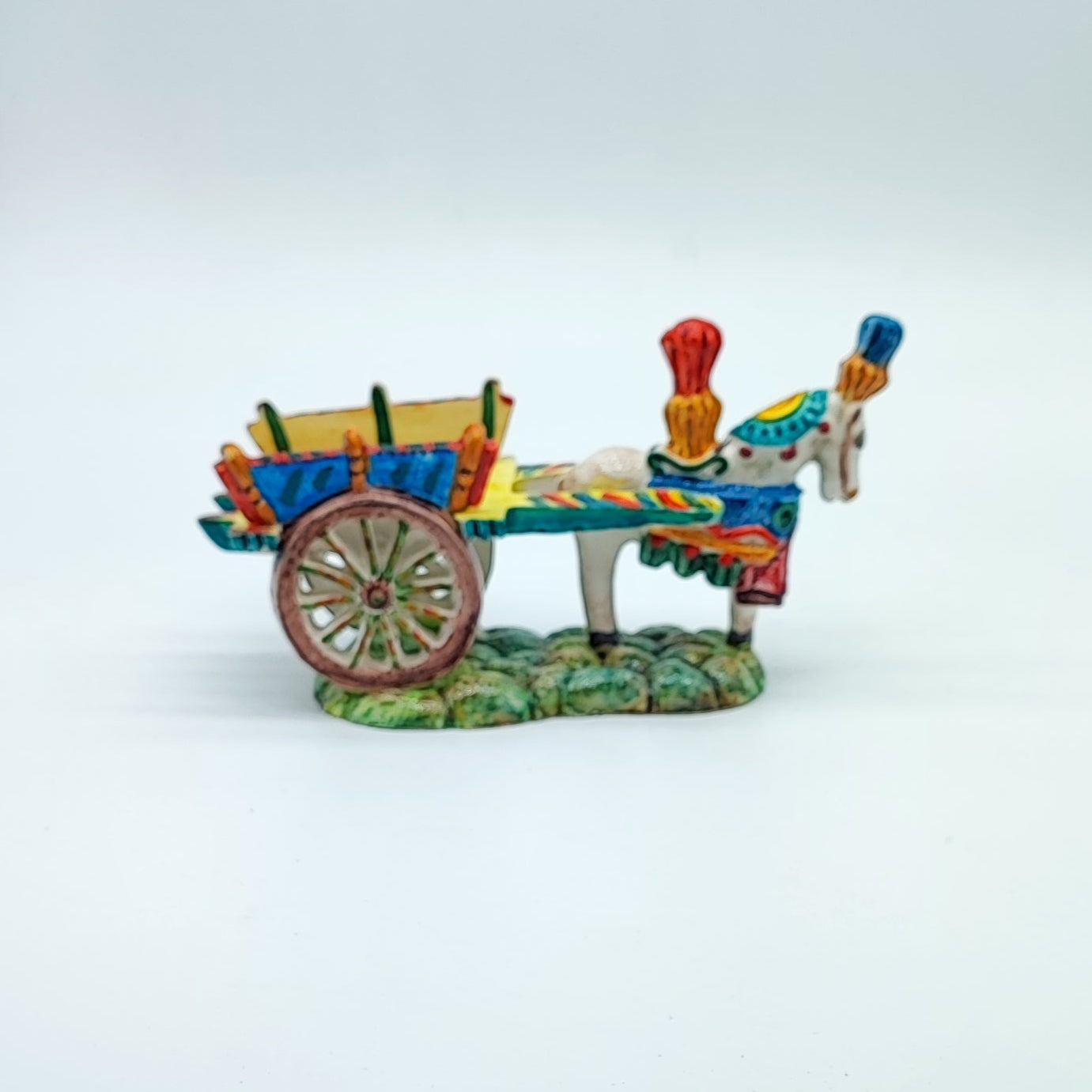 Handcrafted Ceramica di Caltagirone Cart and Horse Set