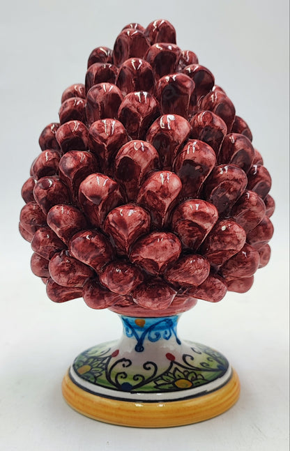 Sicilian ceramic pine cone, hand made with decorative base 20cm