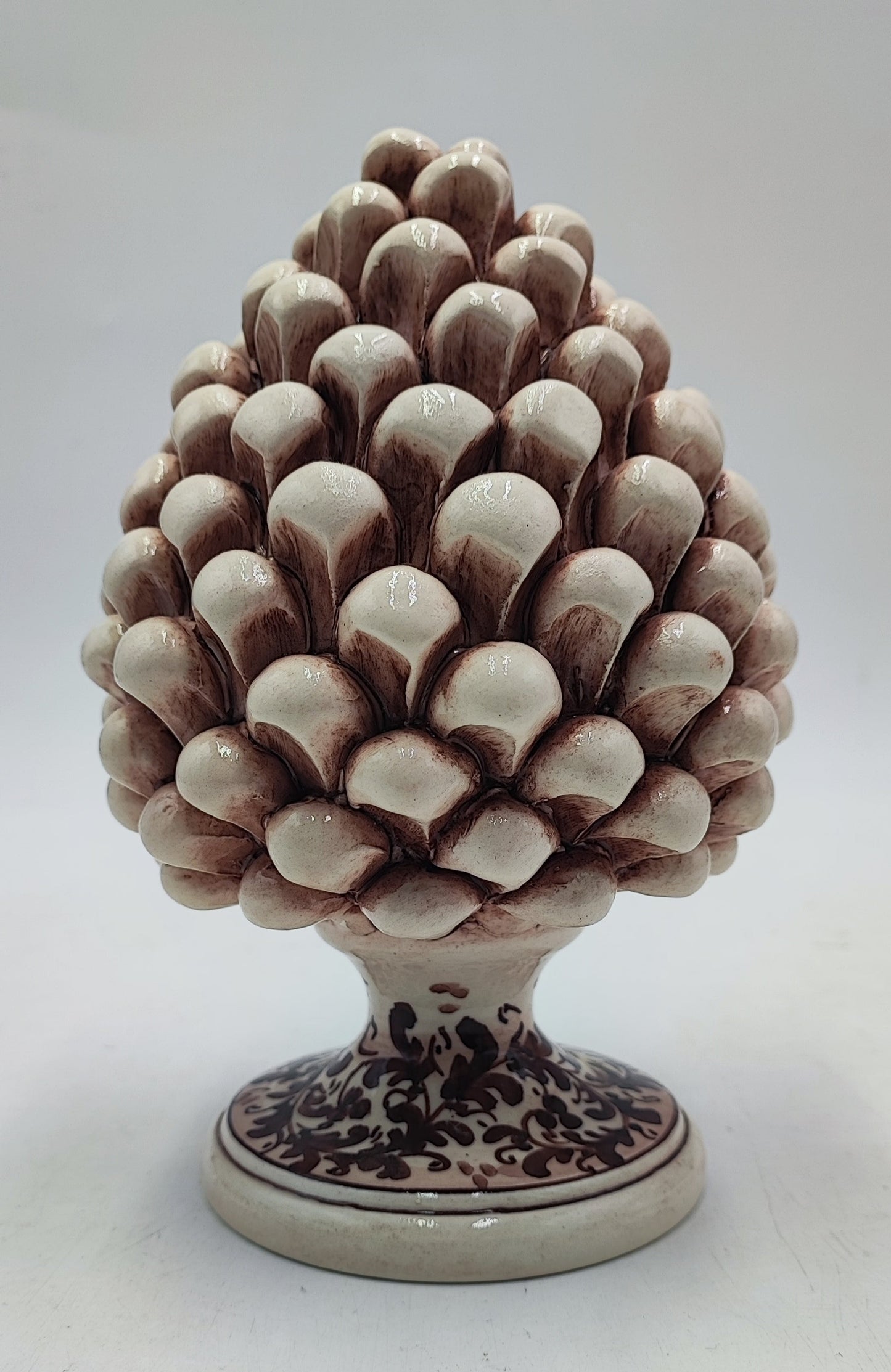 Handmade Sicilian Ceramic Pine Cone with Decorative Base – 20cm (7.87”)