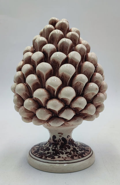 Handmade Sicilian Ceramic Pine Cone with Decorative Base – 20cm (7.87”)