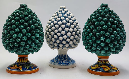 Handcrafted Ceramic Pine Cone - Stunning Art Piece for Home Decor Enthusiasts, andwith decorative base 26/27 cm approx
