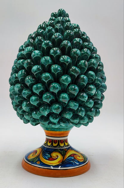 Handcrafted Ceramic Pine Cone - Stunning Art Piece for Home Decor Enthusiasts, andwith decorative base 26/27 cm approx