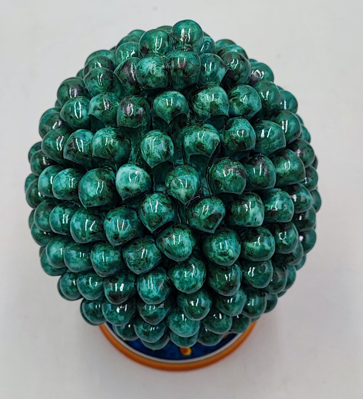 Handcrafted Ceramic Pine Cone - Stunning Art Piece for Home Decor Enthusiasts, andwith decorative base 26/27 cm approx