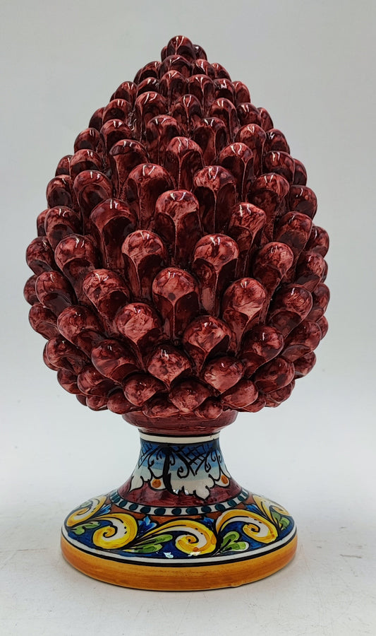 Handcrafted Ceramic Pine Cone - Stunning Art Piece for Home Decor Enthusiasts, andwith decorative base 25/26 cm approx
