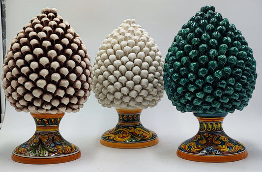 Handcrafted Ceramic Pine Cone - Stunning Art Piece for Home Decor Enthusiasts, andwith decorative base 32/33 cm approx